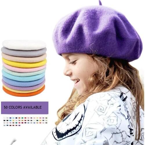 WeMe T164 Kids Beret Hats Warm Wool Cap For Autumn and Winter