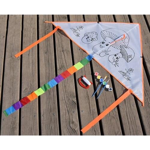 DIY Childrens Graffiti Color Kite Long Tail Kite White Triangle Belt 60M Line Outdoor Parent-Child Sports Fun Childrens Gift