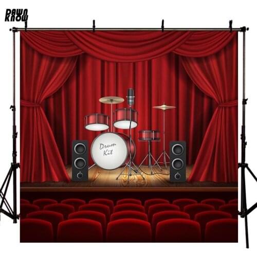 DAWNKNOW Concert Photography Background Red Curtain Drum Photocall Personal Party Photo Shoot Backdrop Customize lv2061