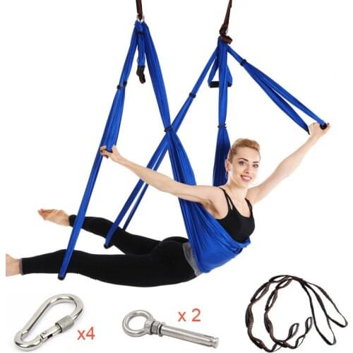 Air Yoga Hammock Set As Camping Hammock Antigravity Yoga Swing Hammock 6 Handles Strap Inversion Exercises Home Gym Hanging Belt