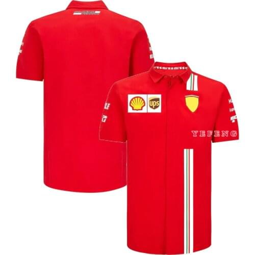 F1 Red Car Fan Motorsport Outdoor Motorcycle Quick-Drying Breathable Sports Riding Buttons Polo Lapel Shirt