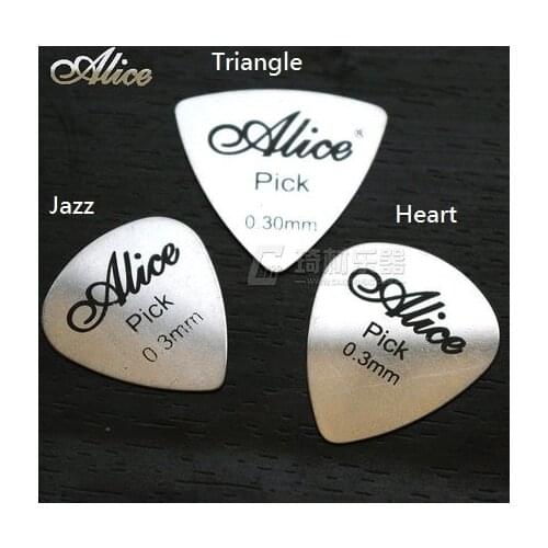 Alice Heart Triangle Jazz Shape Metal Guitar Pick Plectrum, 0.30mm, 1/piece