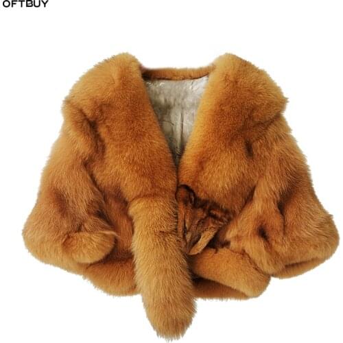 Vogue autumn winter jacket women tops ponchos and capes 100 real natural fox fur coat New new korean fashion