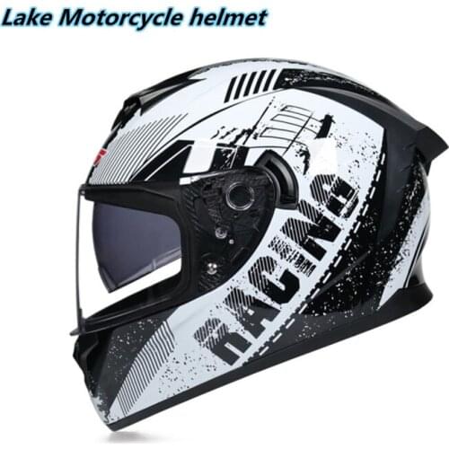 Full Face Motorcycle Helmet Double Lens Racing Street Moto Casco with Long Tail on back