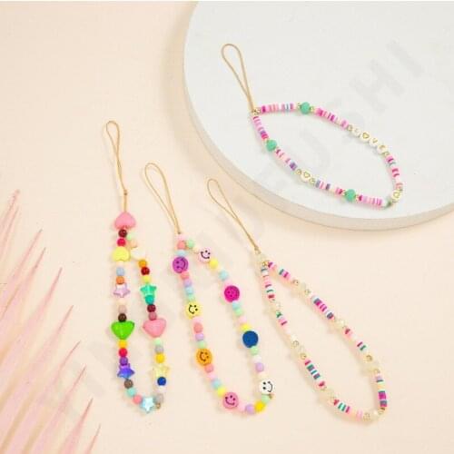 2021 New Colorful Acrylic Bead Mobile Phone Chain Universal Simple CellPhone Choker Necklace Strap Lanyard For Keys Lady Gift