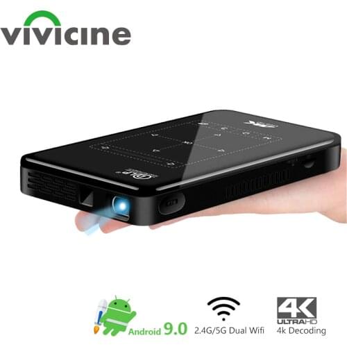 New Upgraded P09 Smart 4K 3D Mini Projector , 4100 mAh Battery , Support Miracast Airplay BT Pocket Mobile Home Movie Proyector