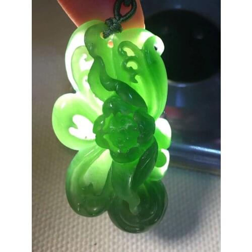 Natural 7A green jade Hand-Carved jade lotus green jade pendant jade necklace men women pendants jade jewelry