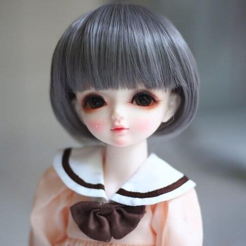 Newest 1/3 1/4 1/6 Bjd Wig High Temperature LOVELY Grey Short Straight Doll Wig SD BJD hair Wire