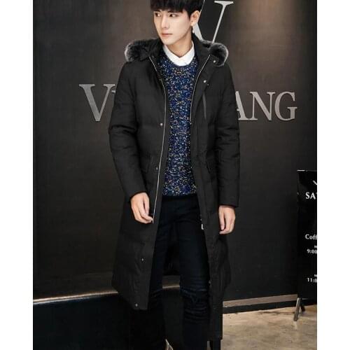 Size S-10XL Mens Down Coat Winter Long Down Jacket Coat With Fur Trim Hooded Men Down Jacket