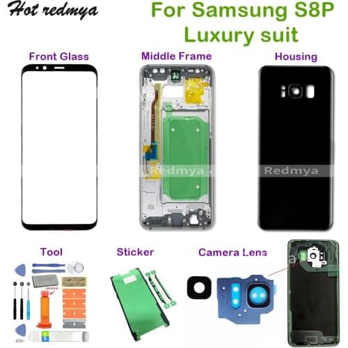 S8+Middle Frame+Full Back Cover Housing Case+Front Glass+Camera Lens For Samsung Galaxy S8 Plus G955 G955F Complete Parts+Tools