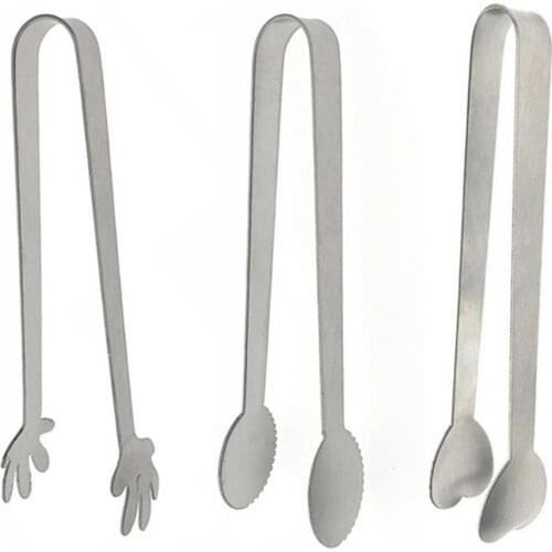 Stainless Steel Food Tongs Thickened Lemon Ice Tongs Mini Heart/Palm/Oval Shaped Kitchen Tong Cooking Clip BBQ Clamp Salad Tools