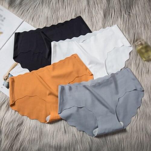 Ice Silk Seamless Panties For Women Sexy Wave Sports Underwear Girl Lingerie Skin-Friendly Breathable Briefs Underpants