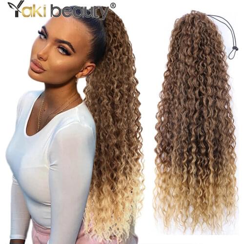 Synthetic Drawstring Ponytail Kinky Curly 100G 20Inch Short Extension For Braiding Tail Overhead Free Shipping By YAKIBEAUTY