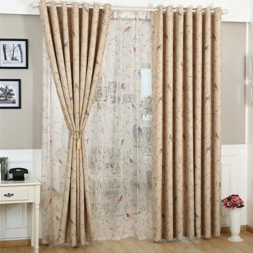 Modern Pastoral Style Floral Curtains for Living Room and Bedroom High Shading Curtains Left and Right Biparting Open