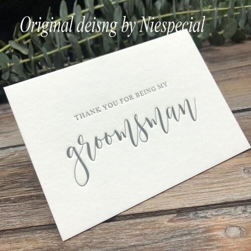 Thank you for being be my groomsman card ,letterpress printing ,6 pcs