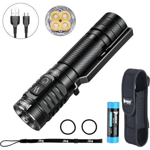 WUBEN TO50R LED Flashlight Hard Light 2800LM Utilized 4* LH351D LED With 21700 Rechargable Li-ion Battery For Outdoor Lighting