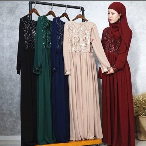 Turkish Muslim Embroidery Abaya Dress Plus Size Women A-line Big Swing Maxi Dresses Sequin Long Robe Dubai Arab Islamic Clothing