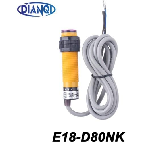 Smart Car Robot E18-D80NK Infrared Obstacle Avoidance Photoelectric Sensor Proximity Switch 10-80cm Detection Range Adjustable