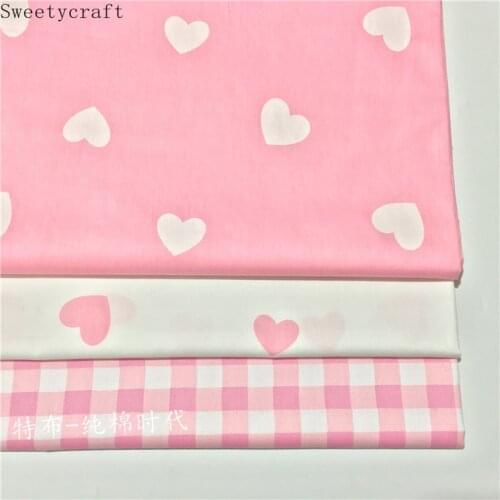 Heart Plaid Cotton Twill Fabric Per Half Meter Children Dress Cloth 2021 DIY Sewing Skirt Material Hometextile Clothes 160x50cm