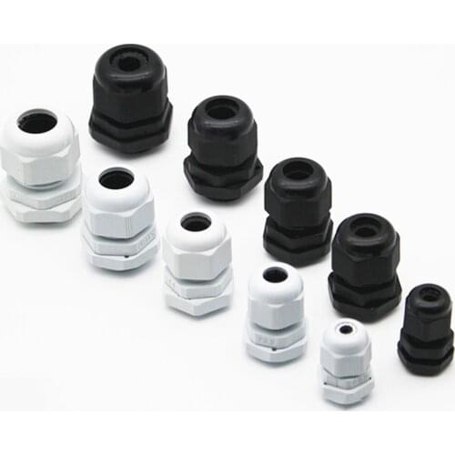 Waterproof Cable Gland 5pcs Cable entry IP68 PG7 for 3-6.5mm PG9 PG11 PG13.5 PG16 PG19/21/ White Black Nylon Plastic Connector