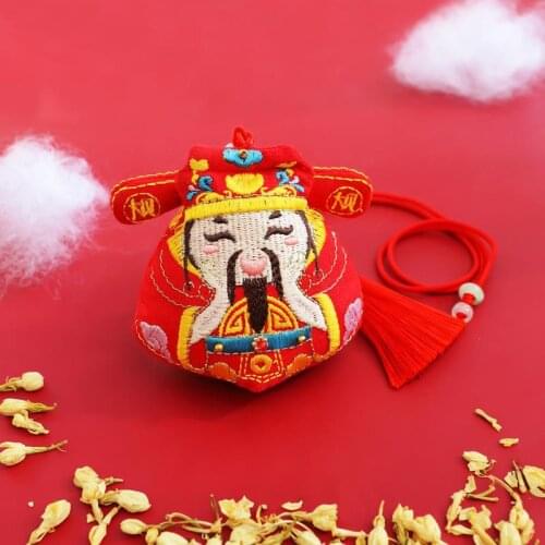 God of Wealth Embroidery Chinese Style Finished Product Cross-stitch Accessories Needlework Crafts for Adults Jewelry Pendant