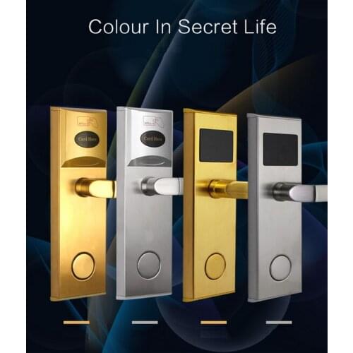 Gold/Silver smart IC card lock access one electronic smart sensors lock hotel lock with 2 IC card electronic locks
