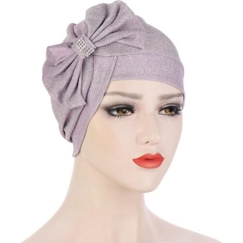 New Turban Hijab Fashion Flowers Indian Bonnet Mesh Bow Muslim Caps Ready To Wear Inner Hijabs For Women Islamic Headdress