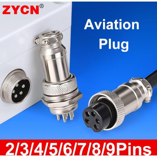 5/8" GX16 Copper Plated Silver Circular Aviation Plug 2 Pin 3/4/6/7/9Pin Male Female 16mm Wire Panel Connector Socket Metal 1Set