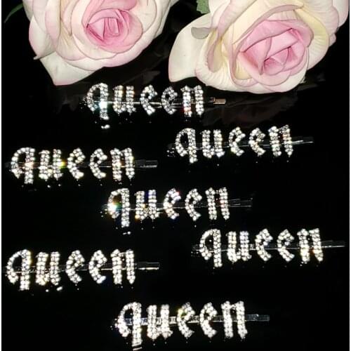 2020 New Popular Gothic Letters Hair Clip "Queen" Gothic Word Hairpin Blingbling Hairclip Head Wear Accessories WHOLESALE