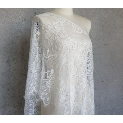 3Meters 50CM Wide Phoenix Embroidered Eyelash Lace Fabric Trim White Black For Womens Dress Clothing Underwear Sewing Materials