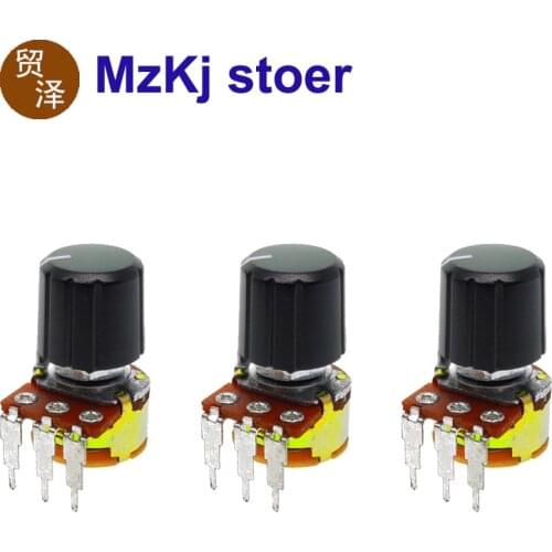 3PCS HOT new single potentiometer WH148 B10K B50K B100K B500K small curved feet with switch used for amplifier audio 5