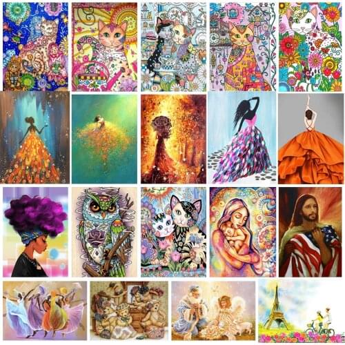 3D Diy round diamond painting diamond painting inlaid diamond art embroidery painting anime cat character home decoration