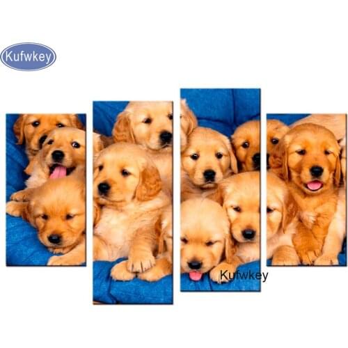 Full square drill Diamond embroidery labrador puppies dogs,animals,5D DIY diamond painting pet Cross Stitch home decoration 4pcs
