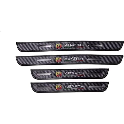 4PCS Car Door Sill Protector Stickers Carbon fiber Decorative for ABARTH Fiat RACING AUTO Accessories