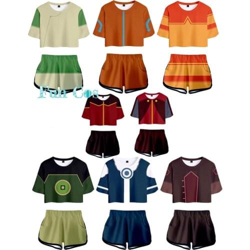 Anime Avatar The Last Airbender Cosplay Costume for Girls Cheerleading Dress Aang Katara Zuko Sokka TophBeifong Iroh Crop Top