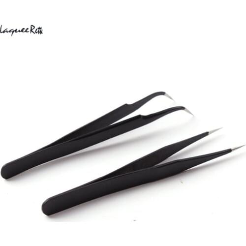 Free Shipping Straight & Curve Tweezers Eyelash Extension Tool Eyelash Makeup Beauty Stainless Steel Tweezers 2 pieces/set