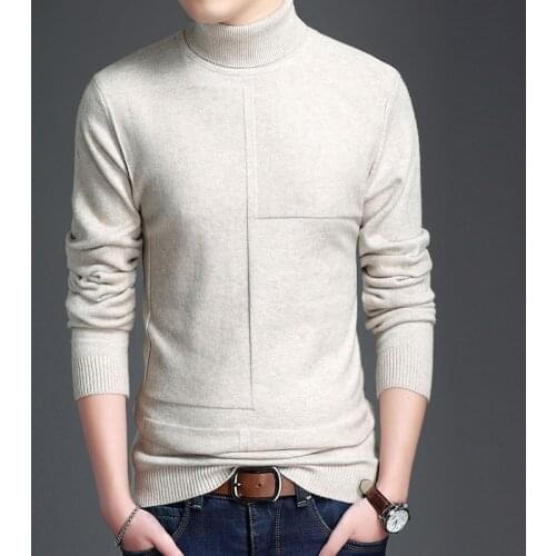 MRMT 2021 Brand Winter Mens Sweater Thick Solid Color High Collar for Male Sweater Tops Knit Bottoming Shirt