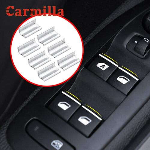 Carmilla 7Pcs/Set Car Styling Door Window Lifter Sequins Trims ABS Chrome Trim for Peugeot 2008 2020 2021 Accessories