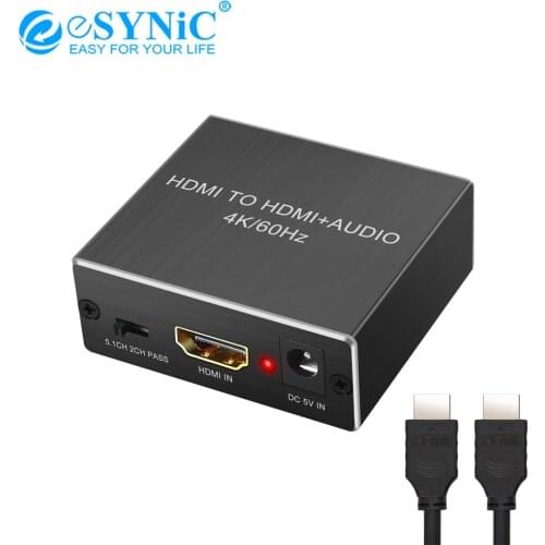 ESYNiC HDMI 2.0 Audio Extractor HDMI To Optical TOSLINK SPDIF + Analog 3.5mm Headphone Stereo Audio Converter Support 4K@60Hz
