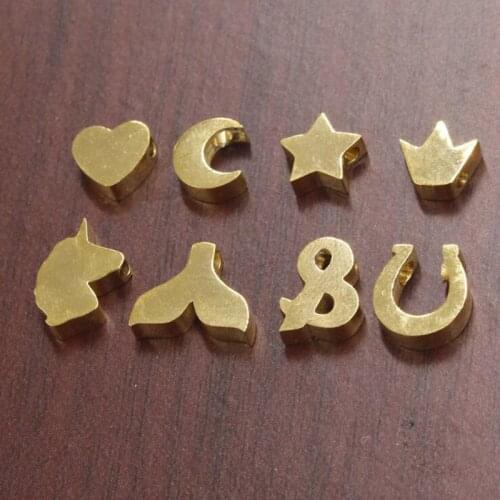 Fnixtar 1.8mm Small Hole Bead Stainless Steel Gold Color Charms Pendant Heart Moon Star Metal Charms Mothers Day Gift 20pcs/lot