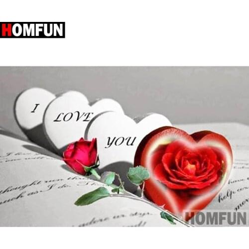 HOMFUN Diamond Painting Cross Stitch "Heart rose flower"5D DIY Diamond Embroidery Full Square/round Rhinestone Of Picture A21356