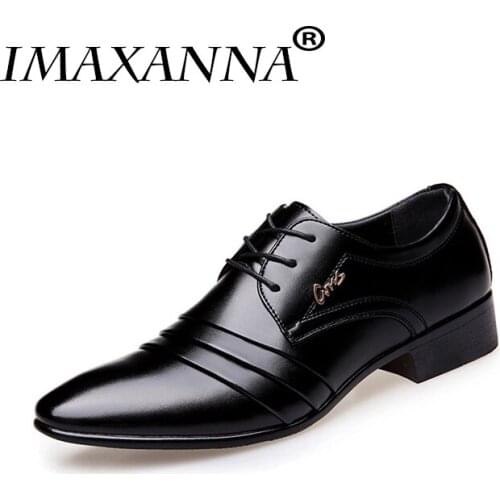 IMAXANNA High Quality Brand Men Leather Shoes Men Dress Shoes Fashion Business Men Wedding shoes