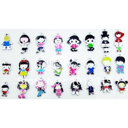 JHGF!! 100Pcs/Lots Enamel MIXED girl charms for key charm