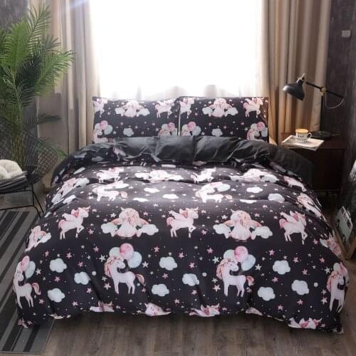 Aggcual Unicorn balloon bedding set double bed printed pattern home textile duvet cover set king size 100% Polyester be56