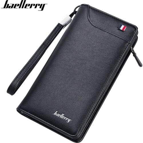 Baellerry Many Departments Men Wallets Black Male Wallet High Quality Cell Phone Card Purse Man Business Clutch Brand Designer