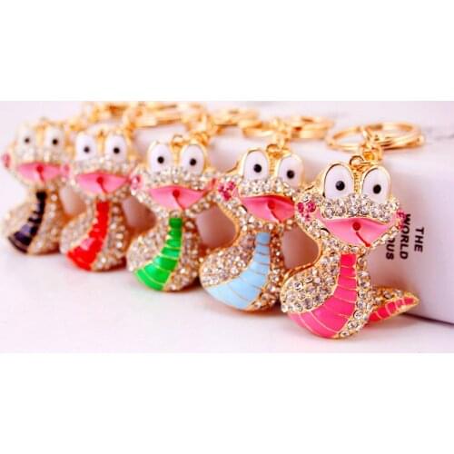 Creative cute oil drop craft keychain small gift zodiac snake keychain cartoon animal metal pendant key chain