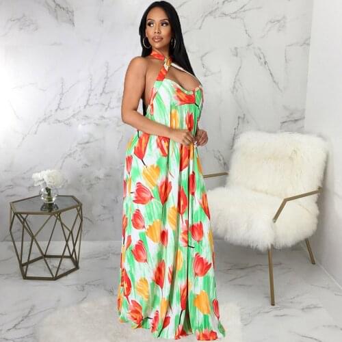 Criss-cross Halter Neck Backless Pleated Long Dress Women Off Shoulder Cleavage Bohemian Dress Summer Female Beach Wear Dress