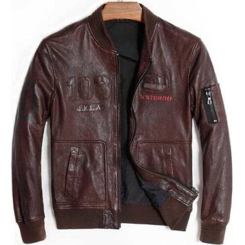 Genuine Leather Jacket Men Motorcycle Black Punk Fashion Indian Style Brand Winter Fashion Zipper Male Baseball Bomber Jacket