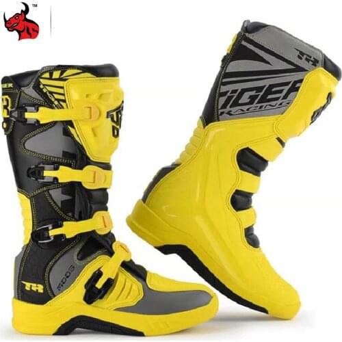 Motorcycle Boots Leather Wear-resistant Anti-fall Motorcycle Boots Non-slip Botas Moto Off-road Riding Racing Motorcycle Shoes