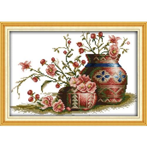 Pot in flower cross stitch kit flower 18ct 14ct 11ct count printed canvas stitching embroidery DIY handmade needlework
